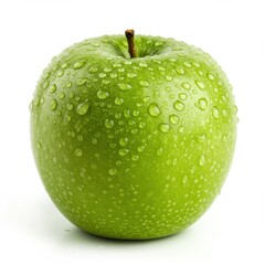 Fresh green apple isolated on white background for healthy eating and product mockups.