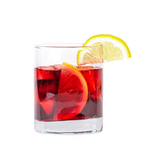 Sangria in glass, closeup object. Isolated on transparent background