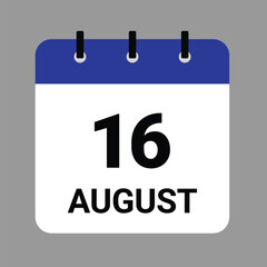 AUGUST 16 - Daily Calendar Icon - White Background