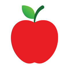 Fototapeta premium Stylized Red Apple with Green Leaf and Stem on a Clean White Background