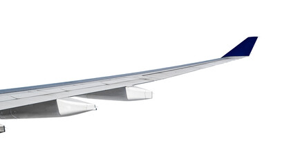 Wing of airplane. Isolated on transparent background