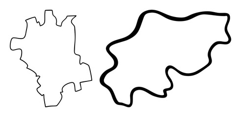 Fototapeta premium Vector Two abstract landmass outlines showcase distinct vector shapes.