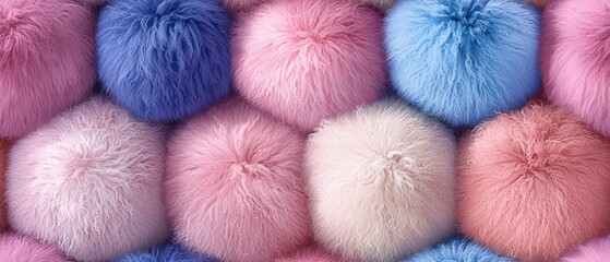 Colorful Pom Pile with Soft Sheepskin Texture in Playful Colors