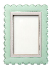 Scalloped Mint Green Picture Frame Beige Inner Border isolated on a transparent background 1