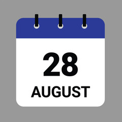 AUGUST 28- Daily Calendar Icon - White Background
