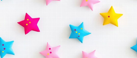 Colorful Stars on White Background Seamless Pattern