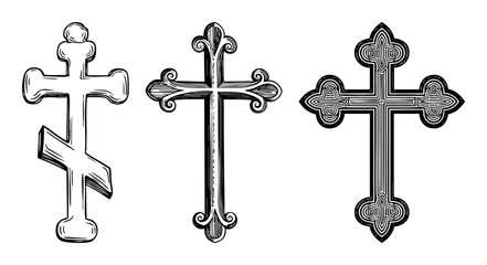 Vector Three ornate crosses are displayed in varying styles.