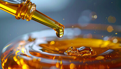 Oil Drop, Macro, Golden Liquid