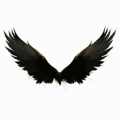 Obraz premium Majestic Black Wings on Dark Red Transparent background - Abstract Design