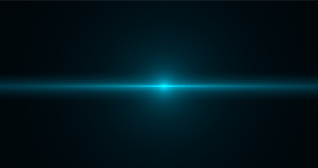 sea green Horizontal Lens Flare on Black Background