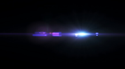 Blue-Purple Horizontal Lens Flare on Black Background