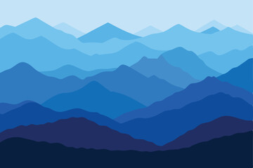 Fototapeta premium Layered Blue Mountains Art Shades of Depth, Serene Landscape Wallpaper Design