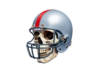 Skull in football helmet isolated on transparent background