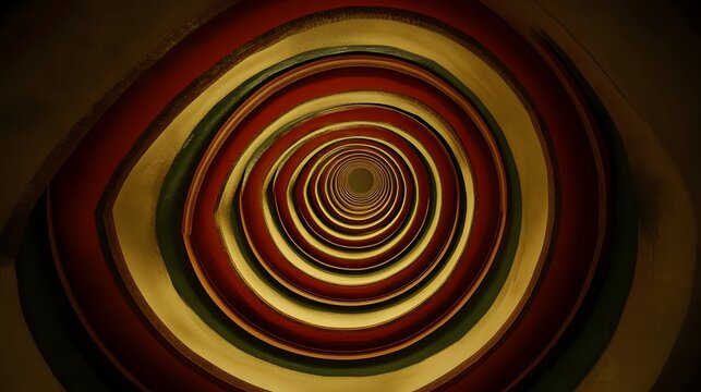 Abstract Spiral Tunnel Design Red Gold Green Brown