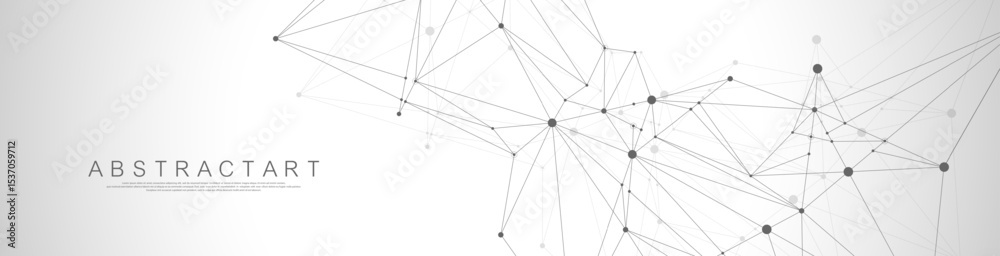 Aufkleber Global network connection concept. Big data visualization. Social network communication in the global computer networks. Internet technology. Business. Science. Vector illustration