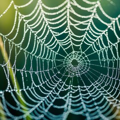 A Close Up Of A Spider Web Covered In Morning Dew,