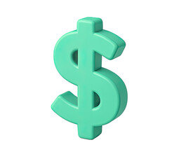 A turquoise dollar sign on a transparent background