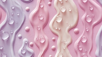 Water Droplets on Pink Seamless Pattern