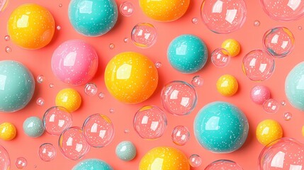Colorful Easter Eggs on Pink Background