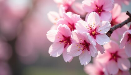 Delicate pink sakura blossoms, full bloom, soft petals , japan, illustration