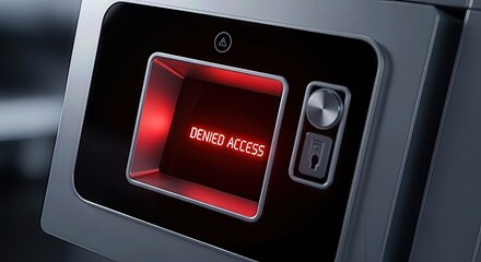 Smart Home Cybersecurity: A Concept for Safe Living. Access denied display on a security device screen with a red background.