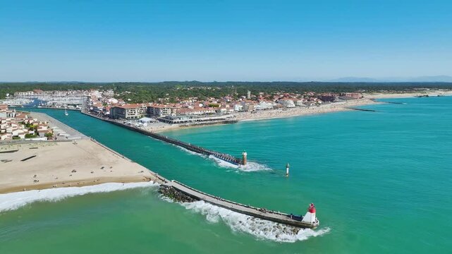Capbreton from a drone, Landes, Nouvelle-Aquitaine, France, Europe