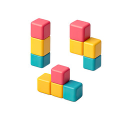 Obraz premium A colorful arrangement of pink, yellow, and blue blocks on a transparent background