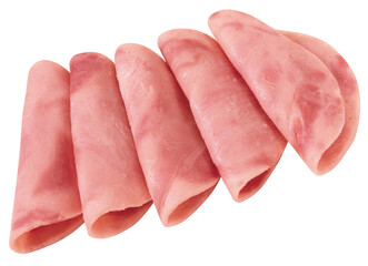 fatias de presunto cru isolado em fundo transparente - carne de porco fatiada 