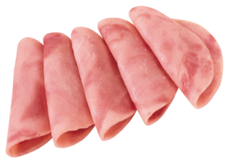 fatias de presunto cru isolado em fundo transparente - carne de porco fatiada 