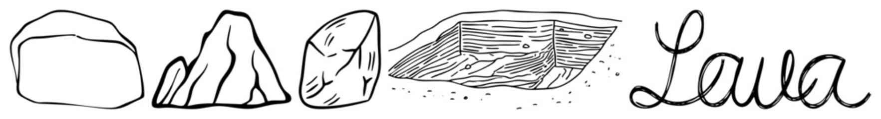 Vector Stylized rocks and handwritten Laura text create a natural artistic composition.