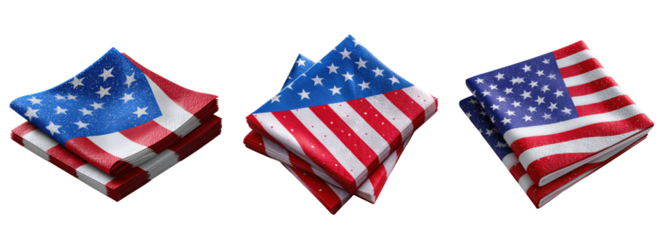 Patriotic napkins with American flag stars and stripes designs