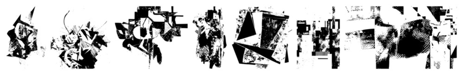 Obraz premium Vector Abstract geometric shapes create a dynamic fragmented composition.