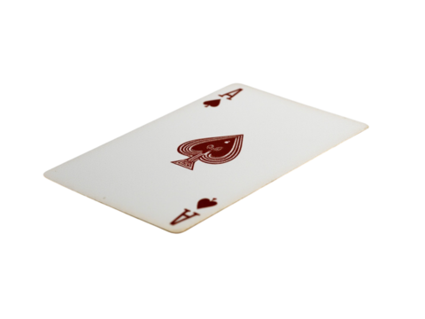 Ace of spades playing card isolated on transparent background