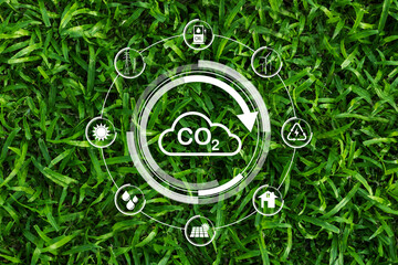 Green nature with CO2 symbol, Green environment earth eco global nature ecology technology,  Carbon...