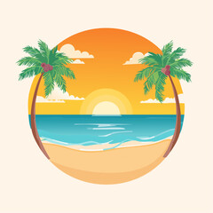 tropical beach with palm trees