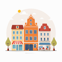 Fototapeta premium vector illustration of old town