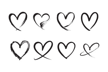 Brush Stroke Heart Icon Set