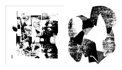 Obraz premium Vector Abstract geometric shapes and organic forms create a dynamic composition.