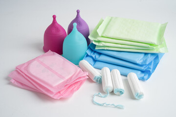 Sanitary hygiene set for women menstrual period cycle protection. © Warawan