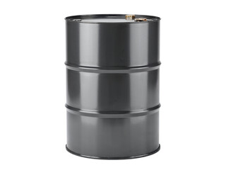 Gray metal drum barrel isolated on transparent background