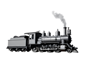 Vintage steam locomotive train isolated on transparent background