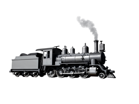 Vintage steam locomotive train isolated on transparent background