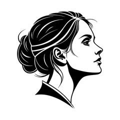 high quality black color silhouette vector women head