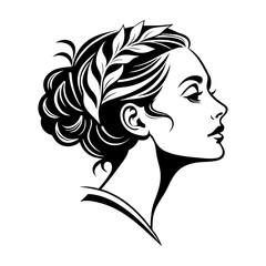 high quality black color silhouette vector women head