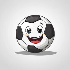 Animated soccer ball with a cheerful smile and bright blue eyes