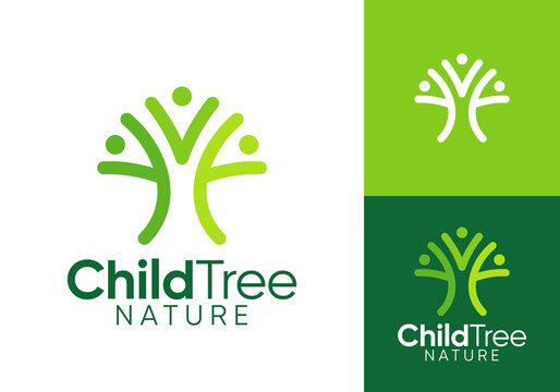 abstract tree with people logo design. care for the environment symbol icon concept