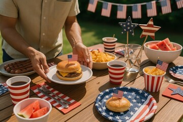 Patriotic outdoor summer picnic