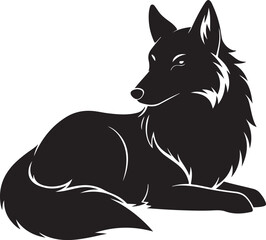 Obraz premium Wolf Lying dawn black silhouette 