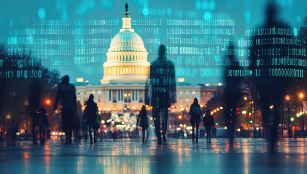 Capitol Hill at Night, Digital Overlay