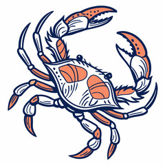 Vibrant illustration of a stylized crab design